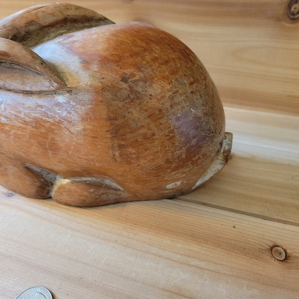 Vintage Hand Carved in Italy Wooden Bunny - Picture 6 of 8